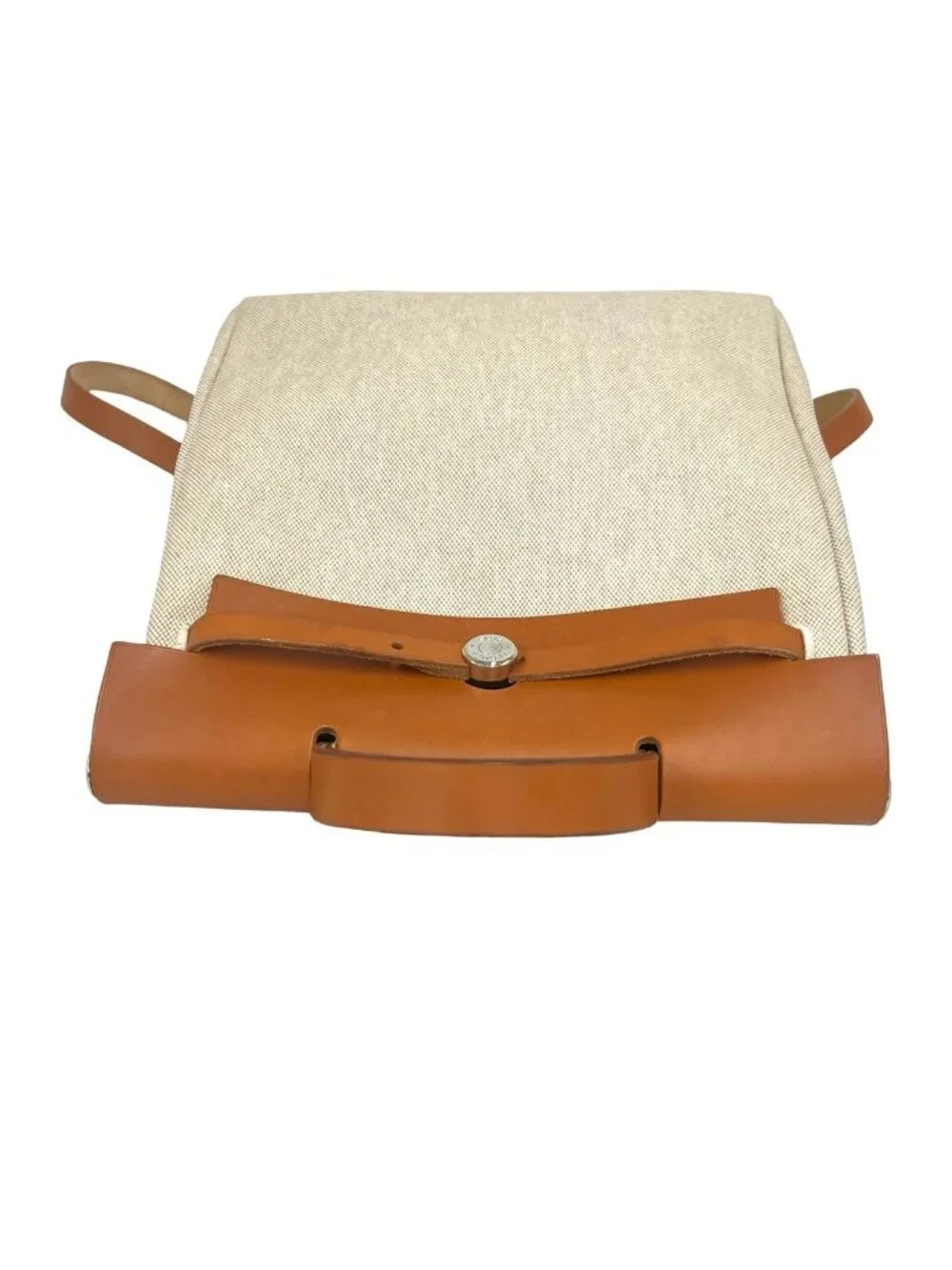 Hermes Herbag a Dos PM Toile H Leather Backpack Gold Ivory